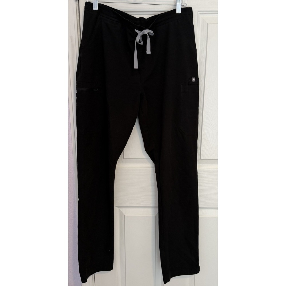 Figs Women's Yola Pants Large TALL Black Scrub High Waist Technical Collection